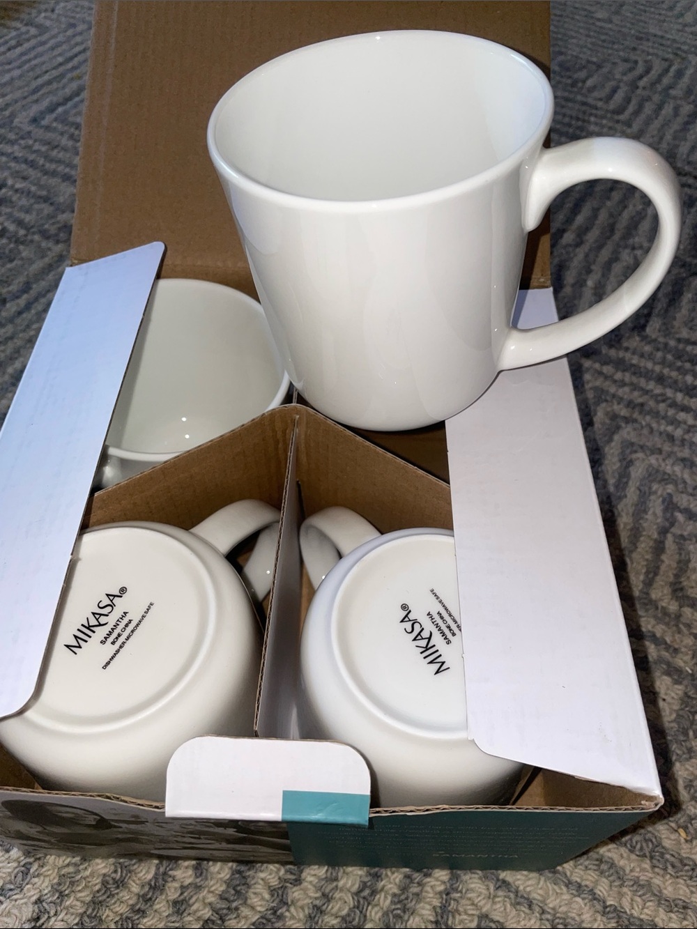 Mikasa Cream and White Bone China Mug Set - Subtle Two-Tone Box Art